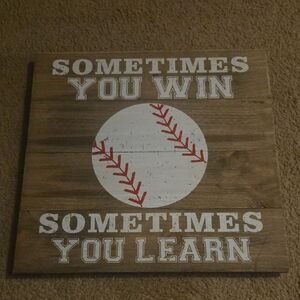 Wooden Baseball Wall Art with Inspirational Quote